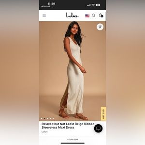 Lulus Dress, Style: Relaxed but Not Least Beige Ribbed Sleeveless Maxi Dress